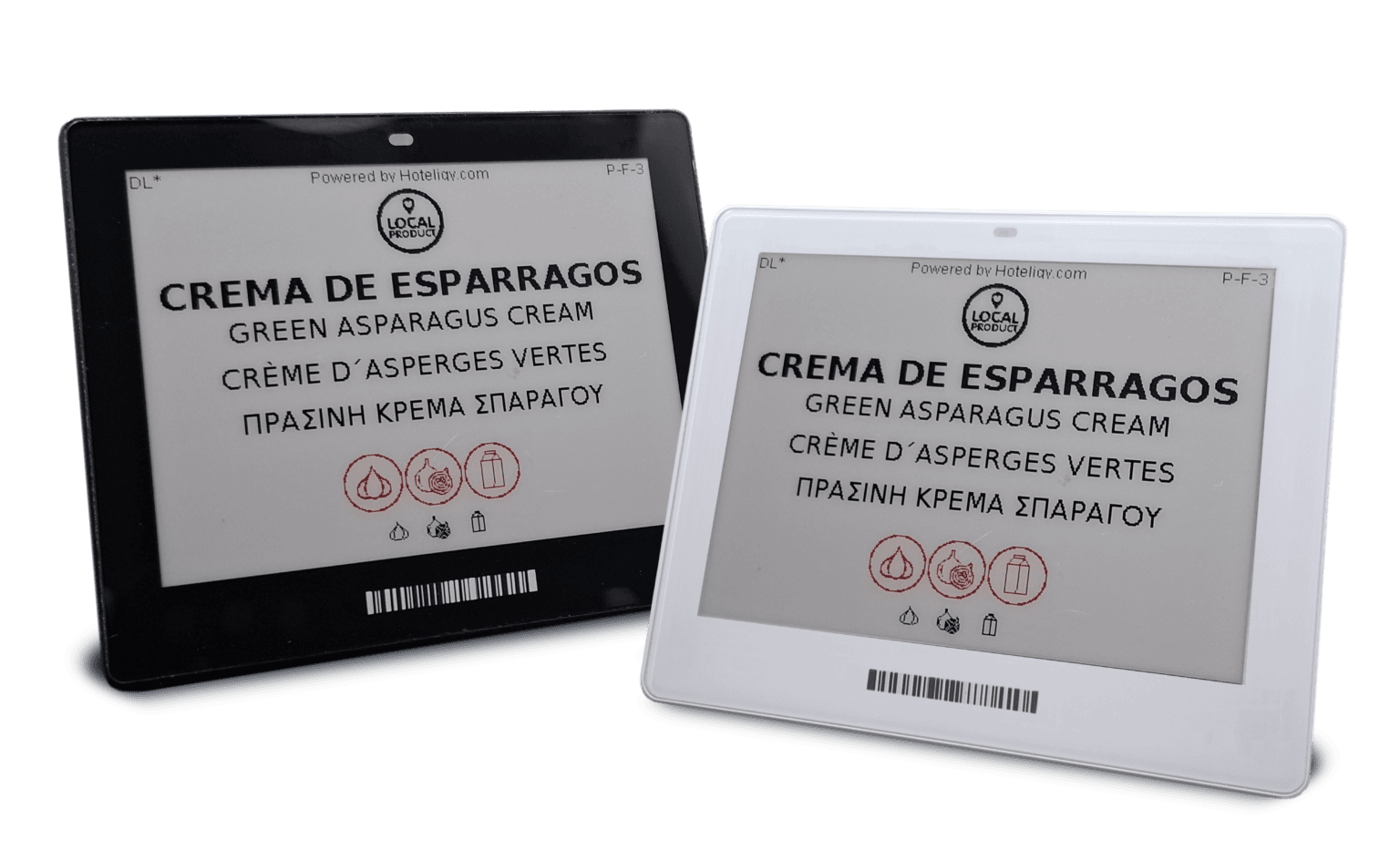 Electronic label with multilingual info and allergens