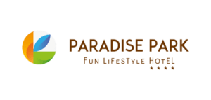 Logotipo oficial do Paradise Park, um resort hoteleiro