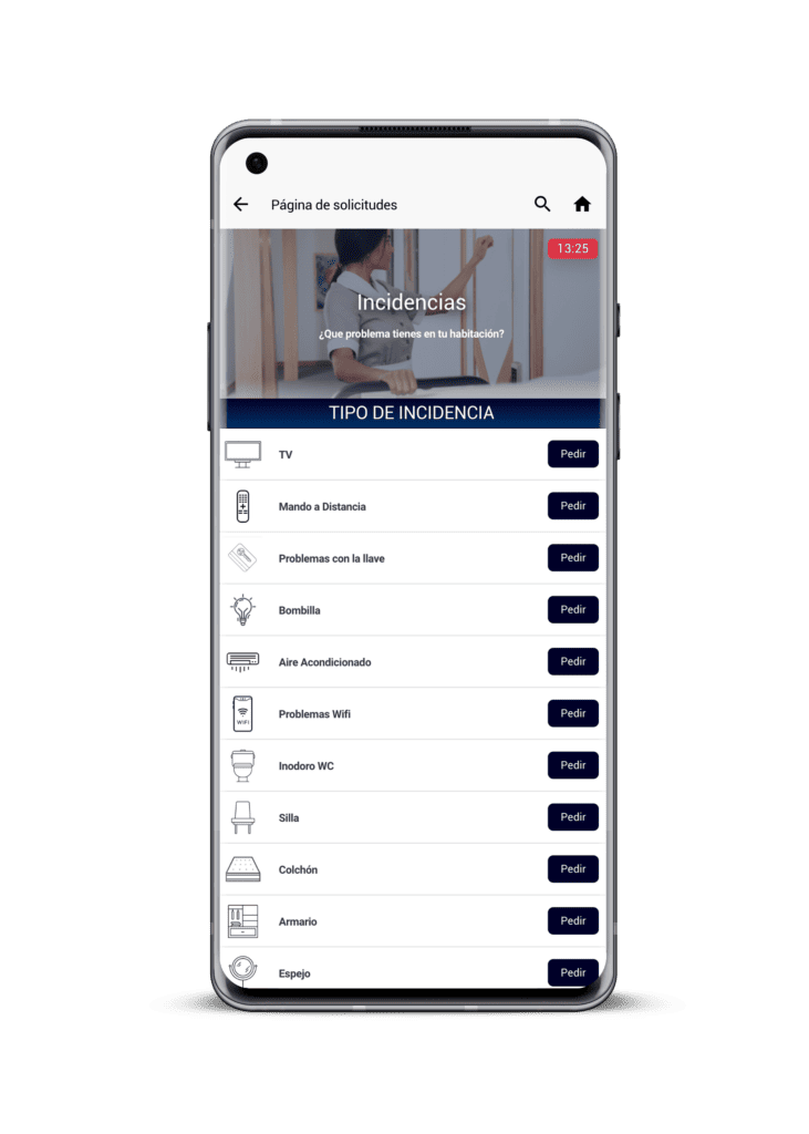 reporte de incidencias en webapp hoteligy mockup